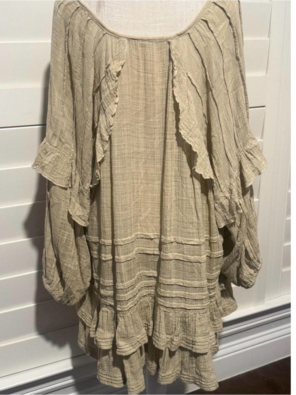 Free People Textured Ruffle Tunic - Beige - Picture 4 of 5